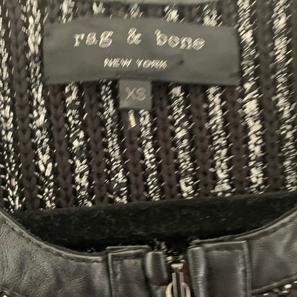 Rag & Bone Moto Sweater Jacket with lamb leather trim - Picture 7 of 10